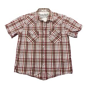 Aeropostale Mens Plaid Short Sleeve Western Pearl Snap Shirt Size M Grunge Retro